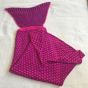 Mermaid Tail Knit Purple and Pink Reading Blanket